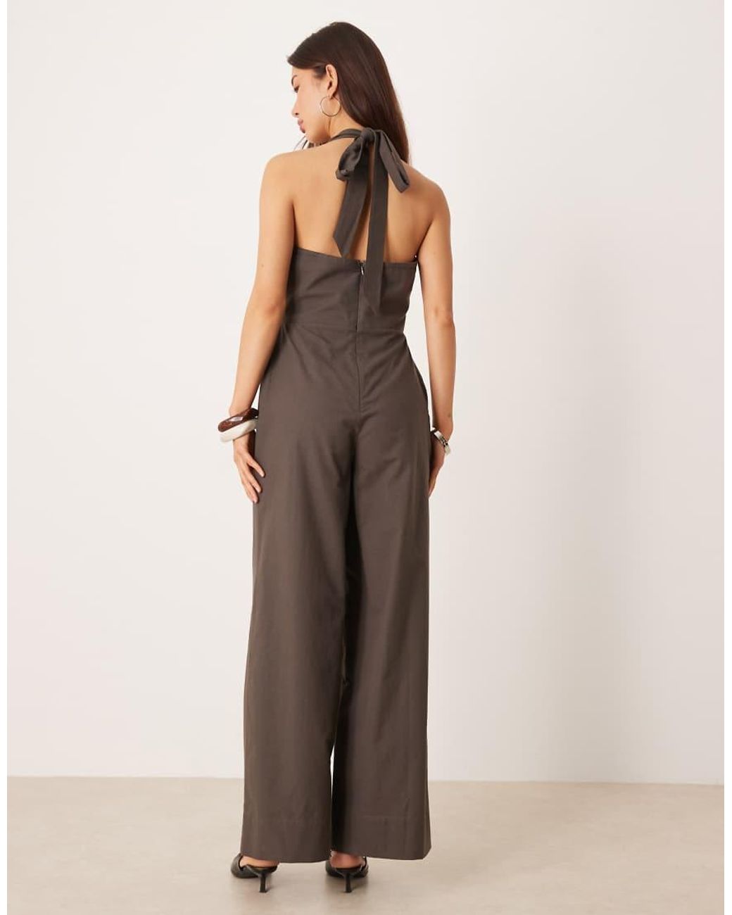 ASOS Natural Halter Neck Jumpsuit