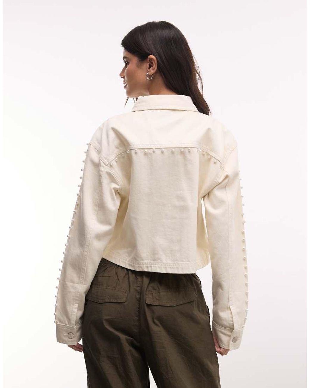 Liquor N Poker Natural Studded Pearl Embellished Denim Jacket