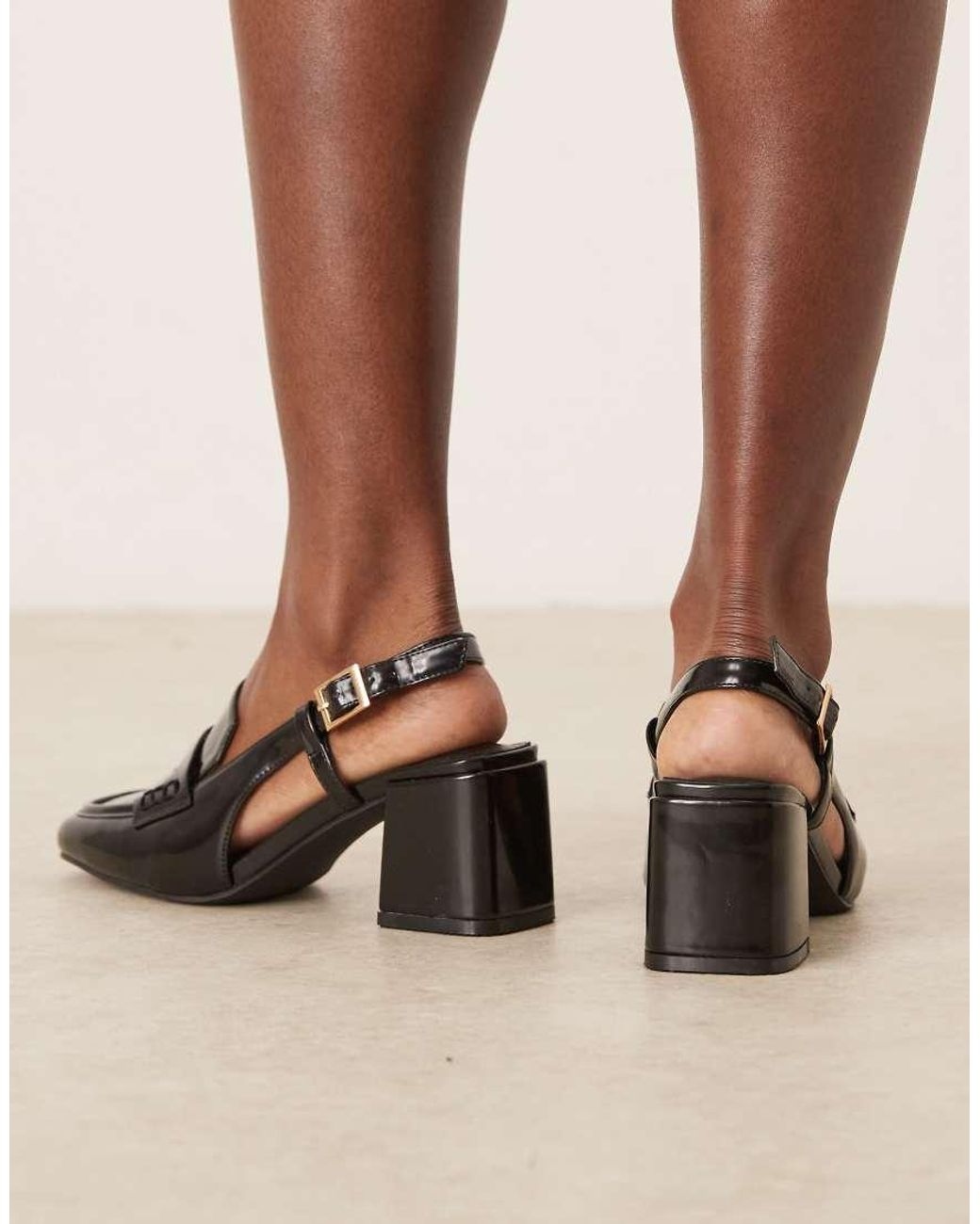 Raid Wide Fit Brown Nisha Block Heel Slingback Shoes