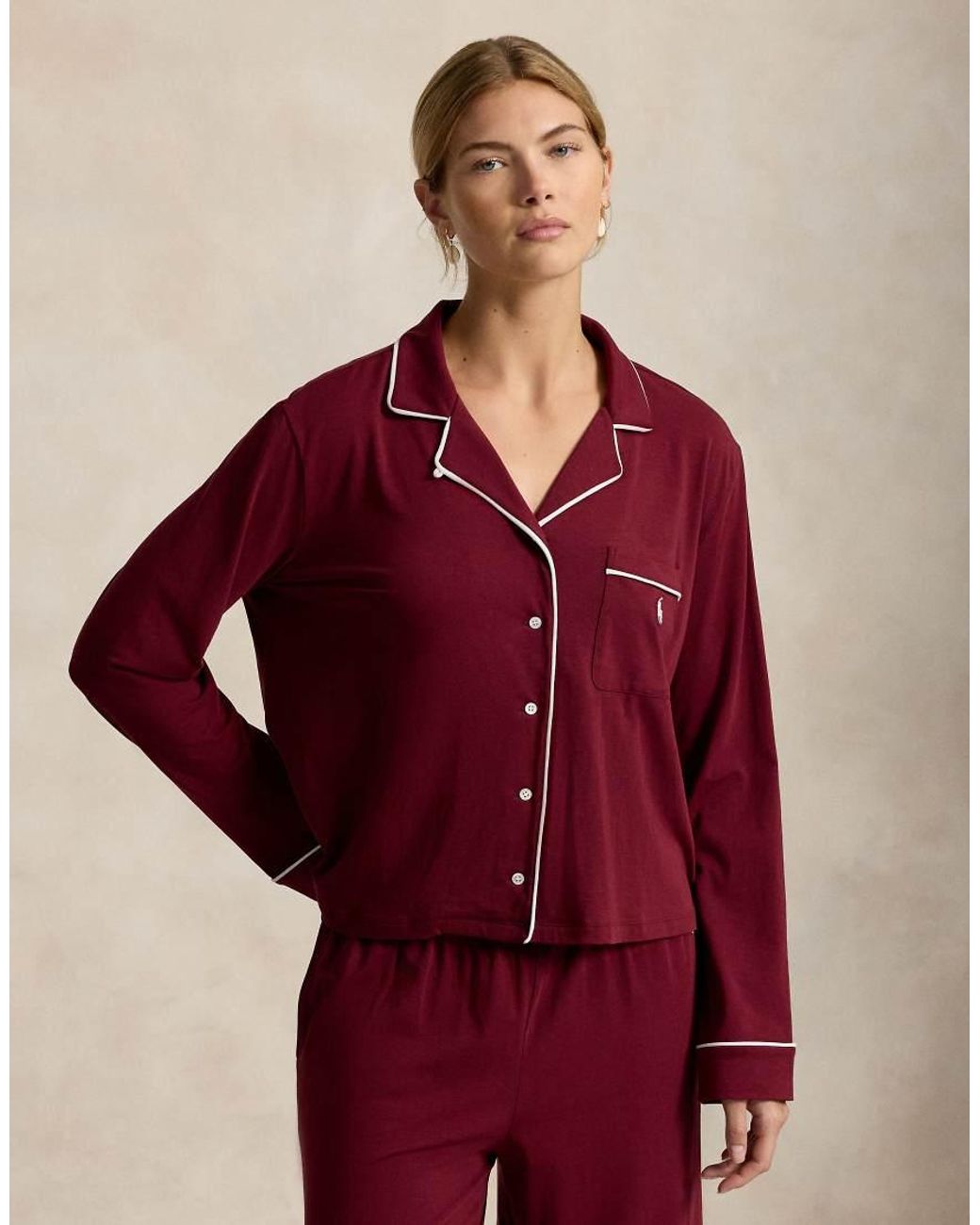 Polo Ralph Lauren Red Long-Sleeve Jersey Pajamas Set