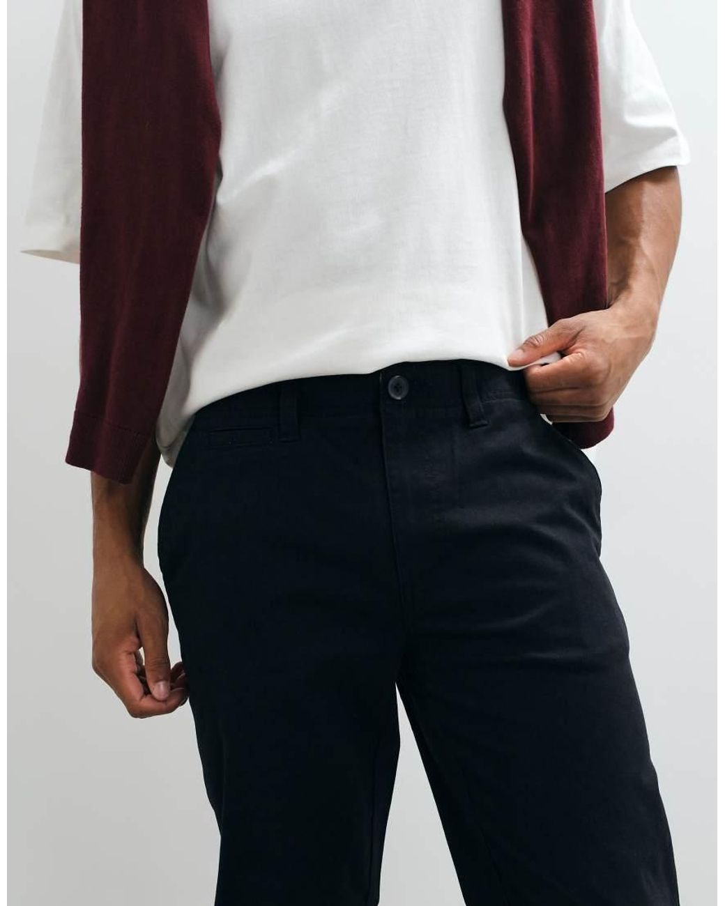 Threadbare Black Slim Leg Pants for men