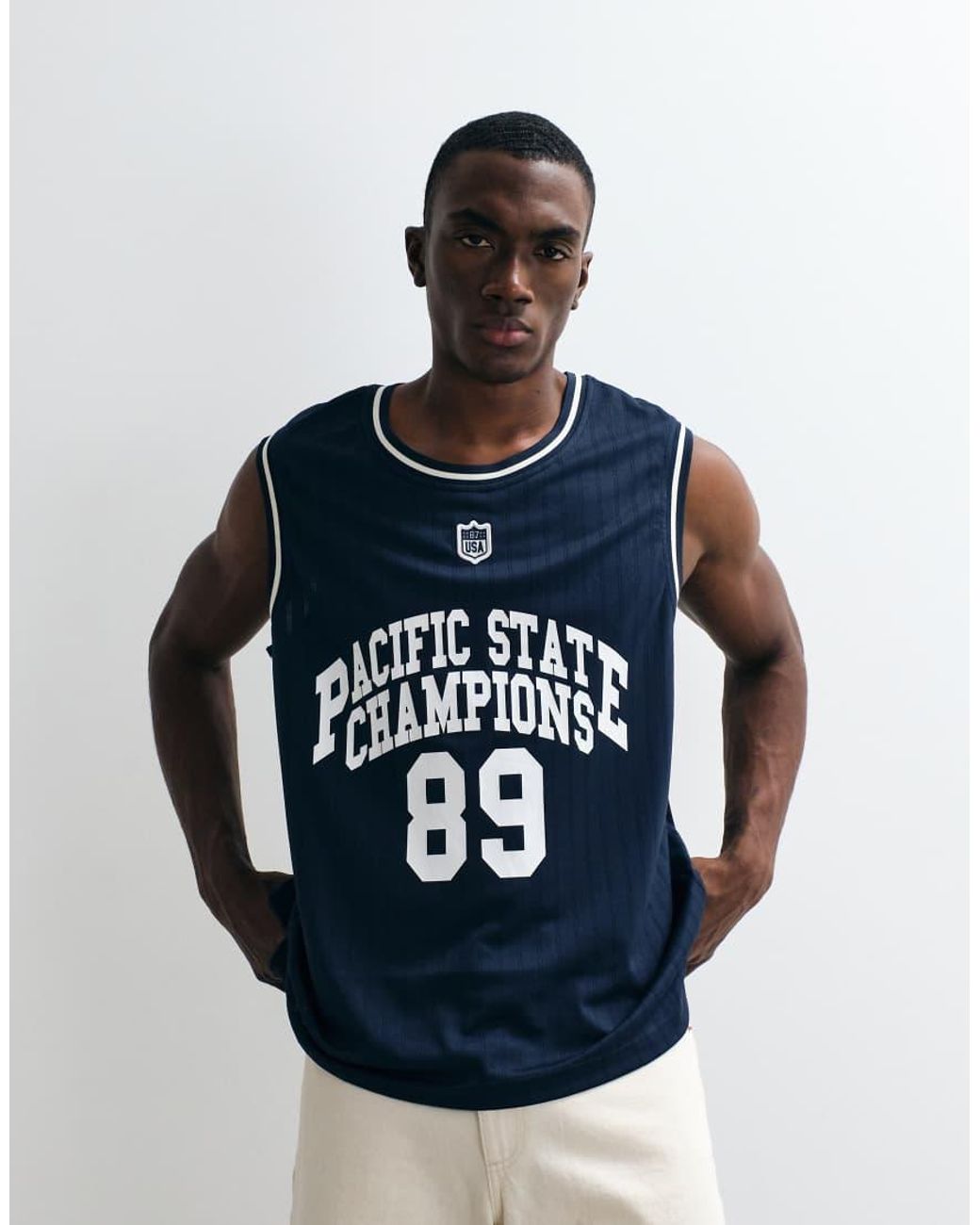 River Island Black 'Pacific State Champions' Vest for men