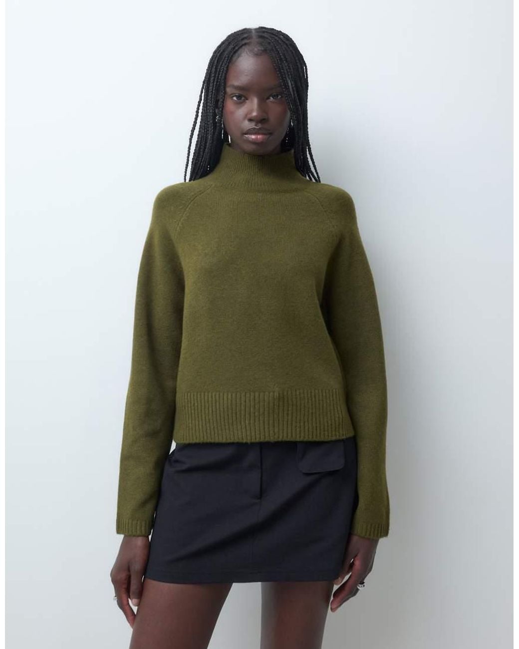 New Look Green Boxy Stand Neck Jumper