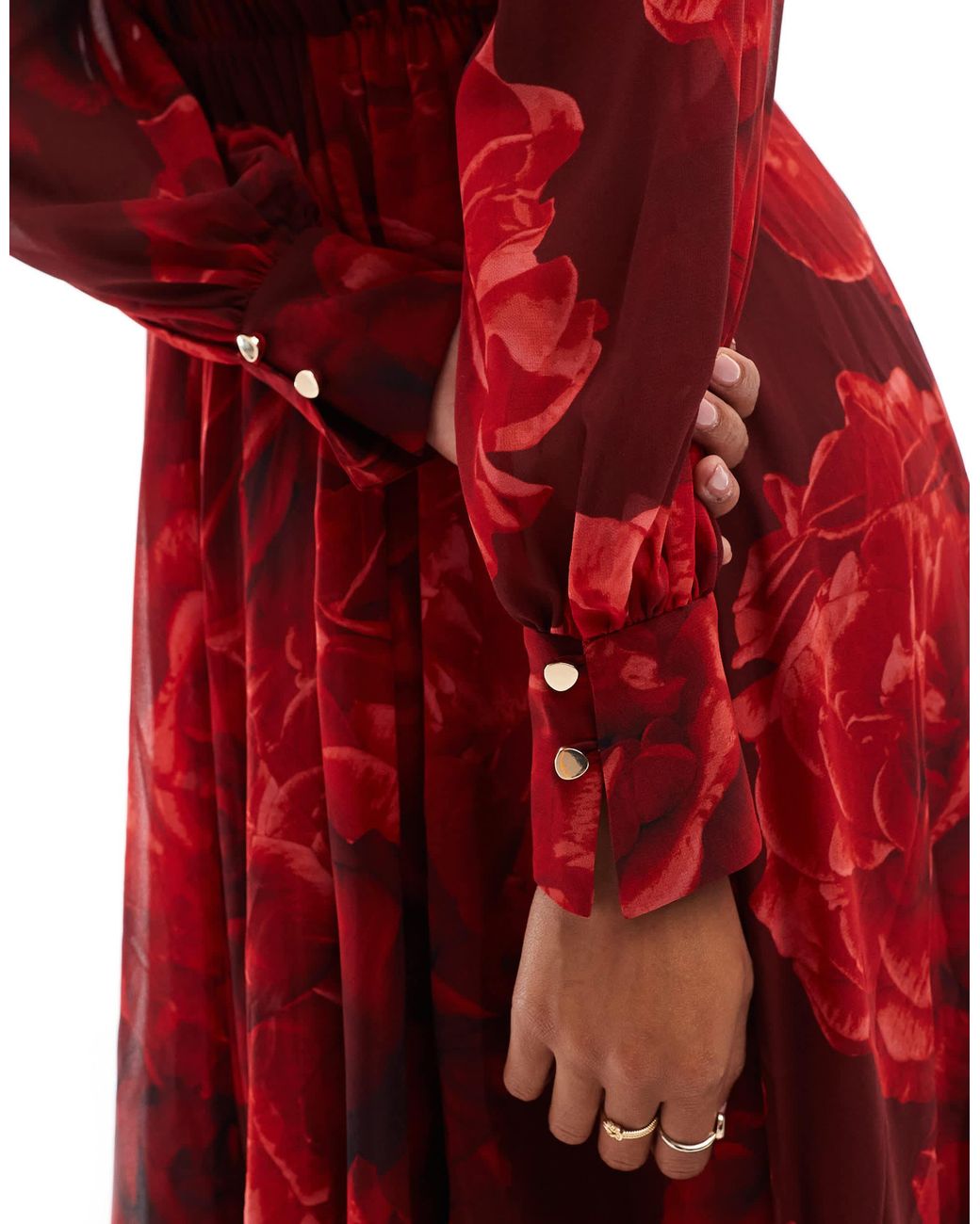 knee length dresses for ladies Olive Floral Button Front Tiered Long Sleeve Maternity Maxi Dress   PinkBlush