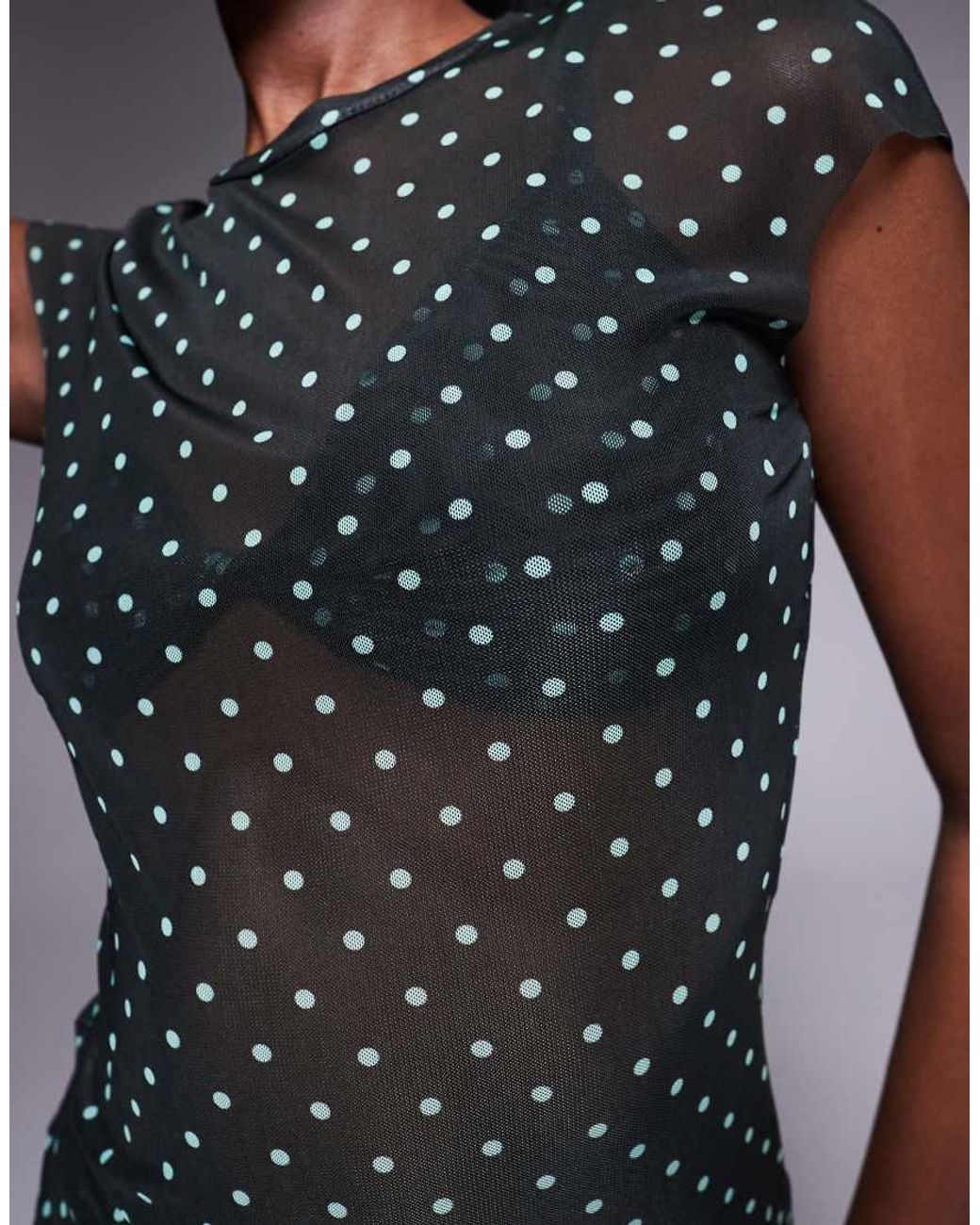 AFRM Gray Power Mesh Cap Sleeve Tee Co-ord