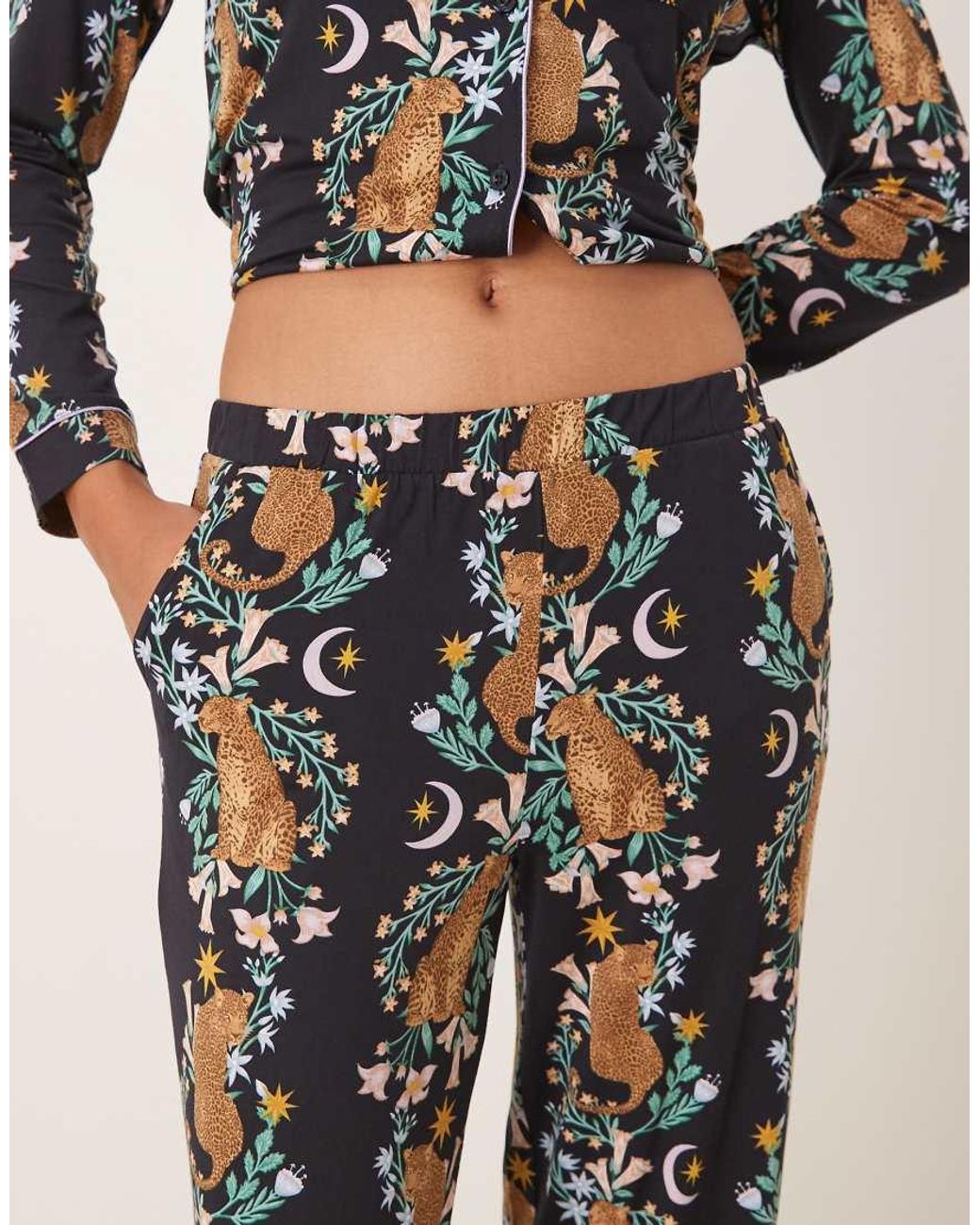Chelsea Peers Blue Poly Long Sleeve Revere Pyjama Set