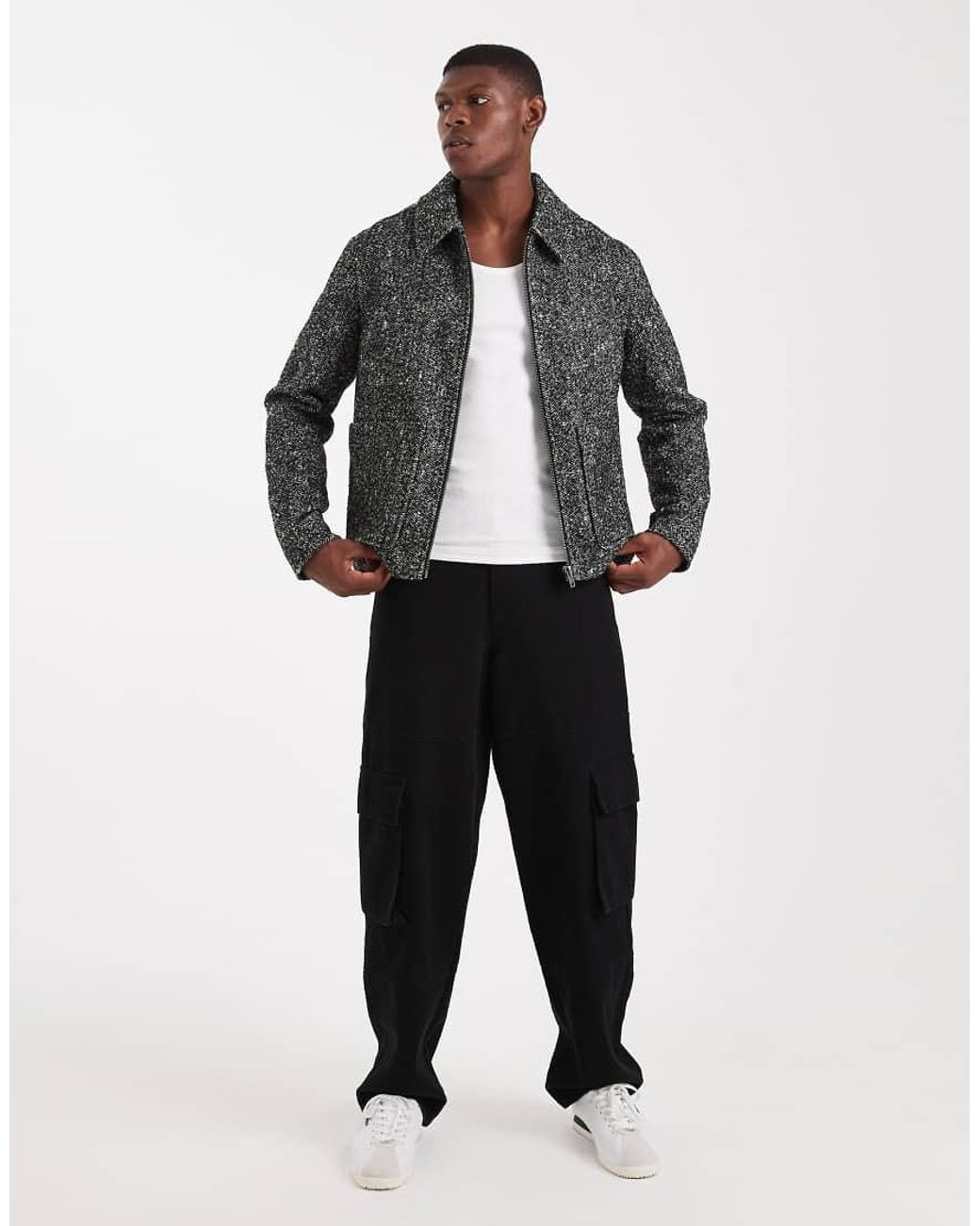 ASOS Harrington Jack Met Wollook in het Gray voor heren