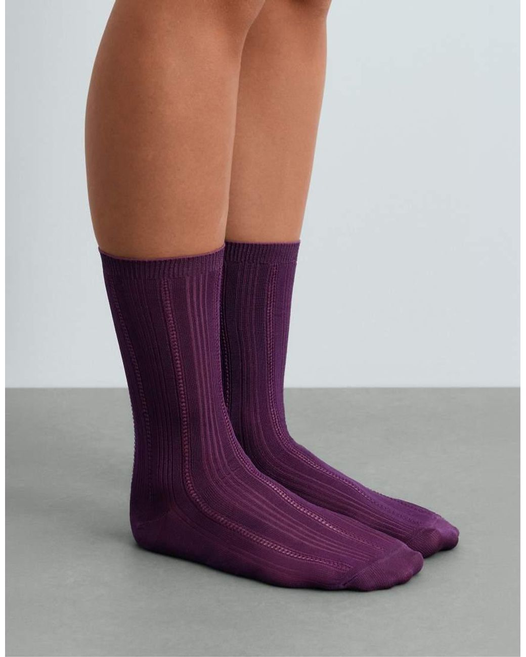 Oysho White 3 Pairs Of Viscose Blend Classic Openwork Socks