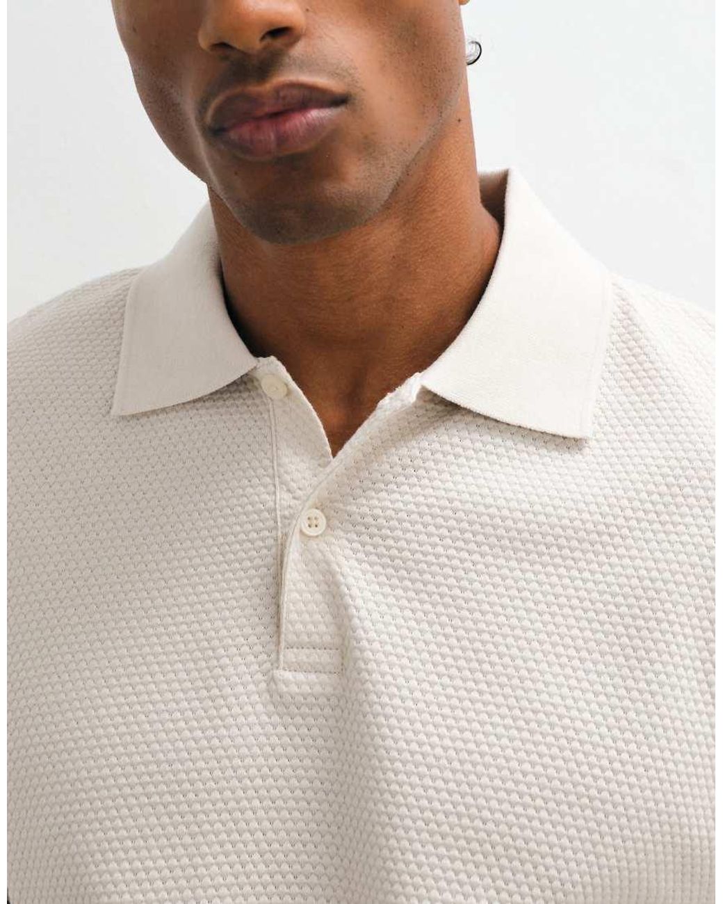 ASOS Natural Regular Fit Partial Zip Polo for men