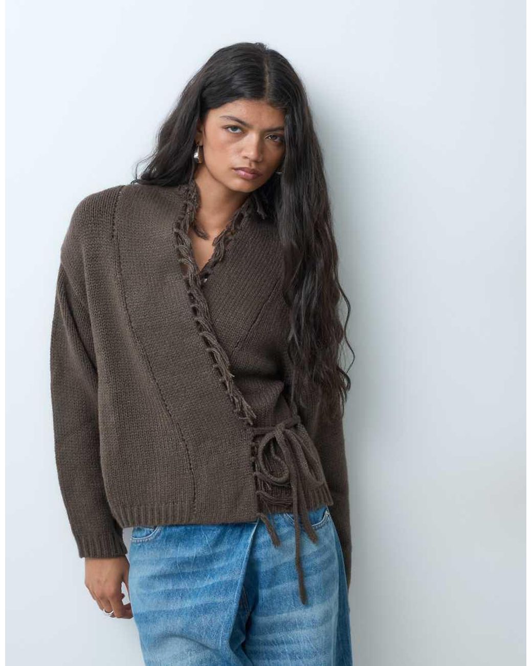 Mango Gray Teen Knitted Cardigan With Fringing