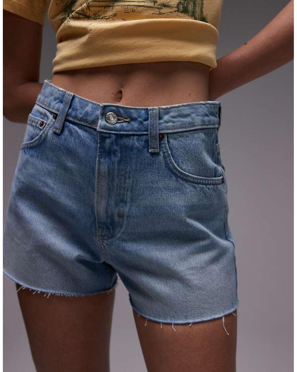 TOPSHOP Gray Denim A-line Shorts
