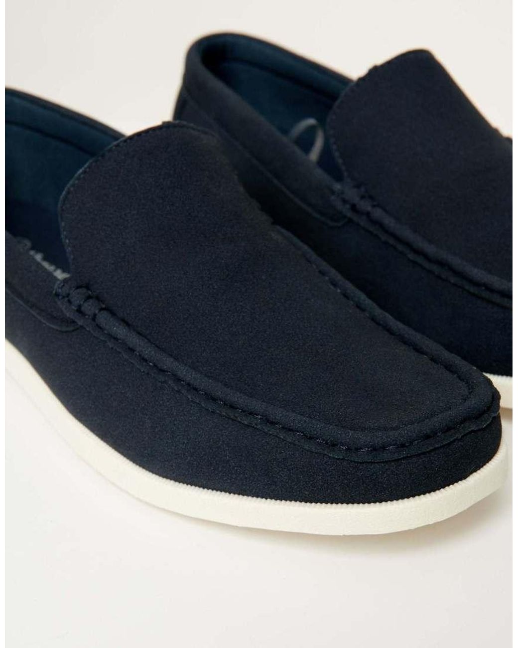 Threadbare Blue Faux Suede Slip On Loafers for men