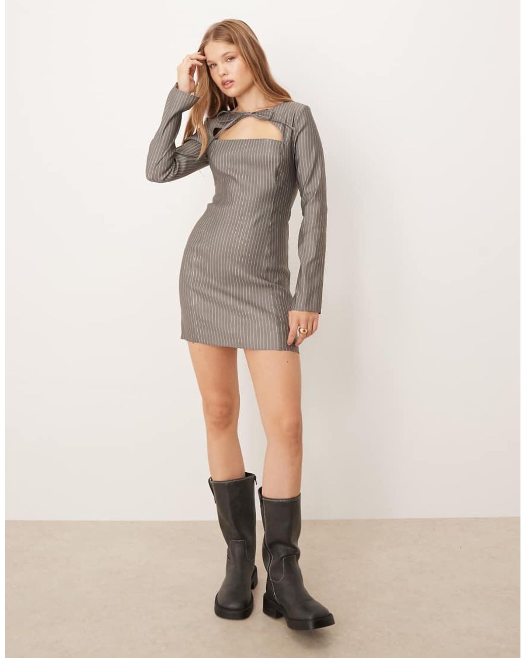 ASOS Gray Mini Dress With Bust Detail Detail