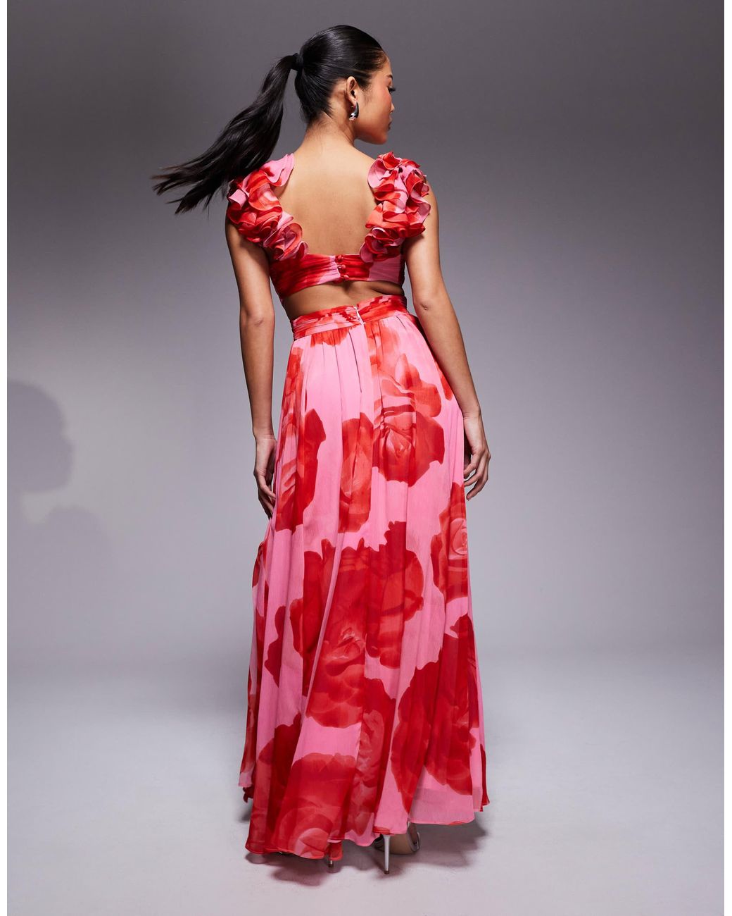 knee length dresses for ladies Petite Studio's Carly Dress in Red Floral main image 0