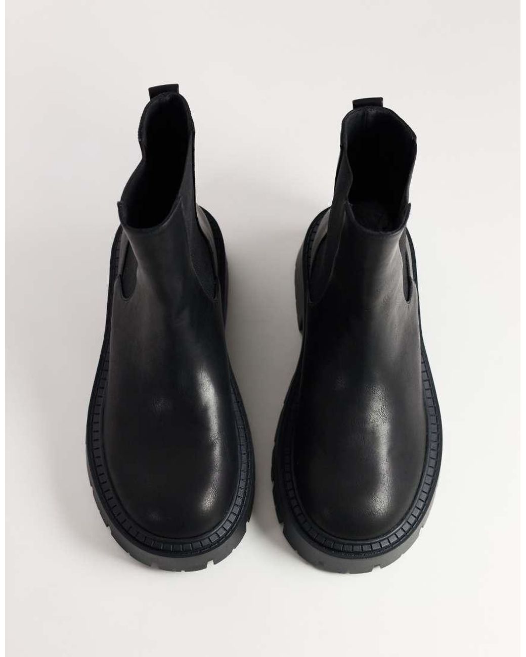 TOPSHOP Black Leon Chunky Chelsea Ankle Boot