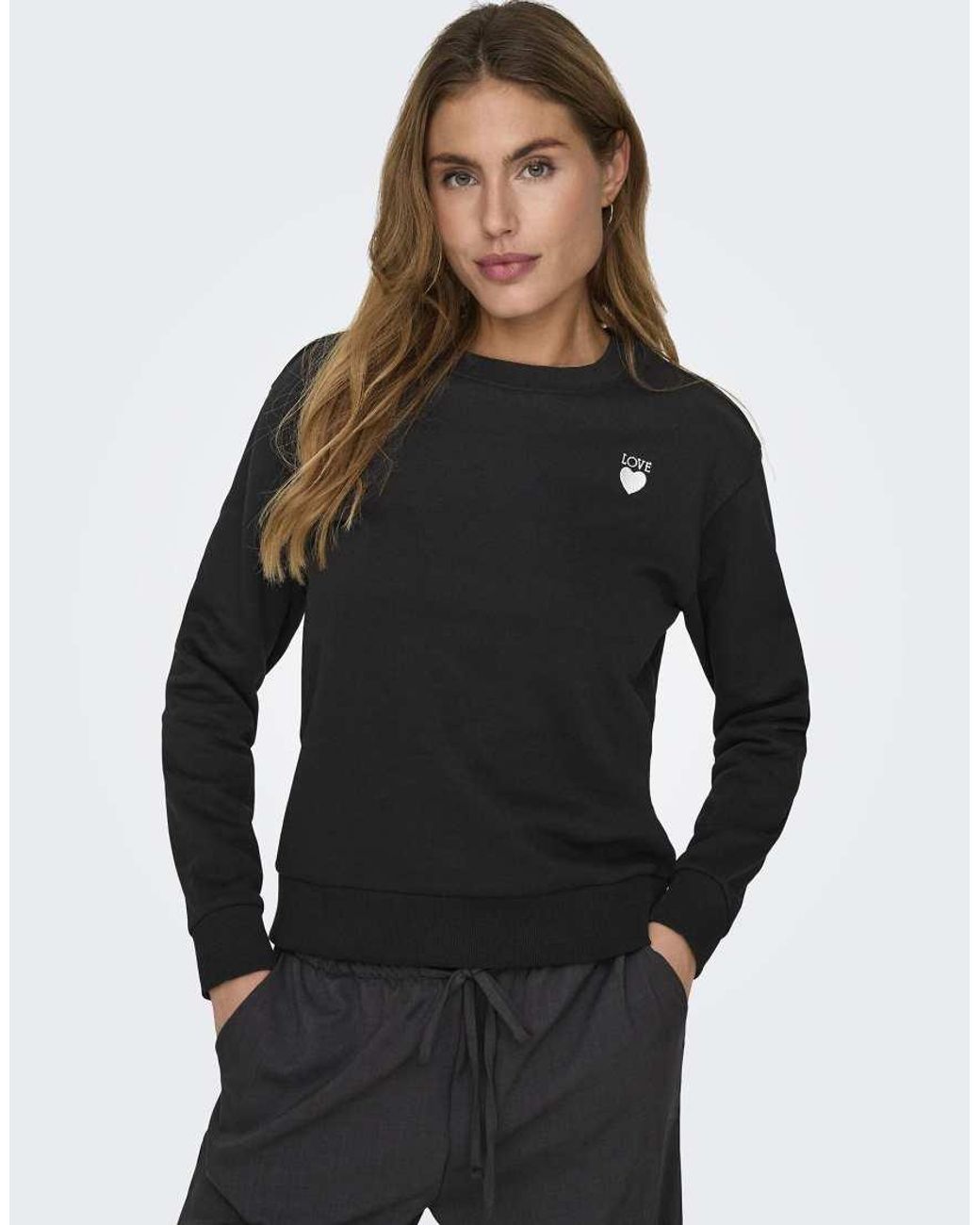 Jdy Black Paris Crew Neck Sweatshirt