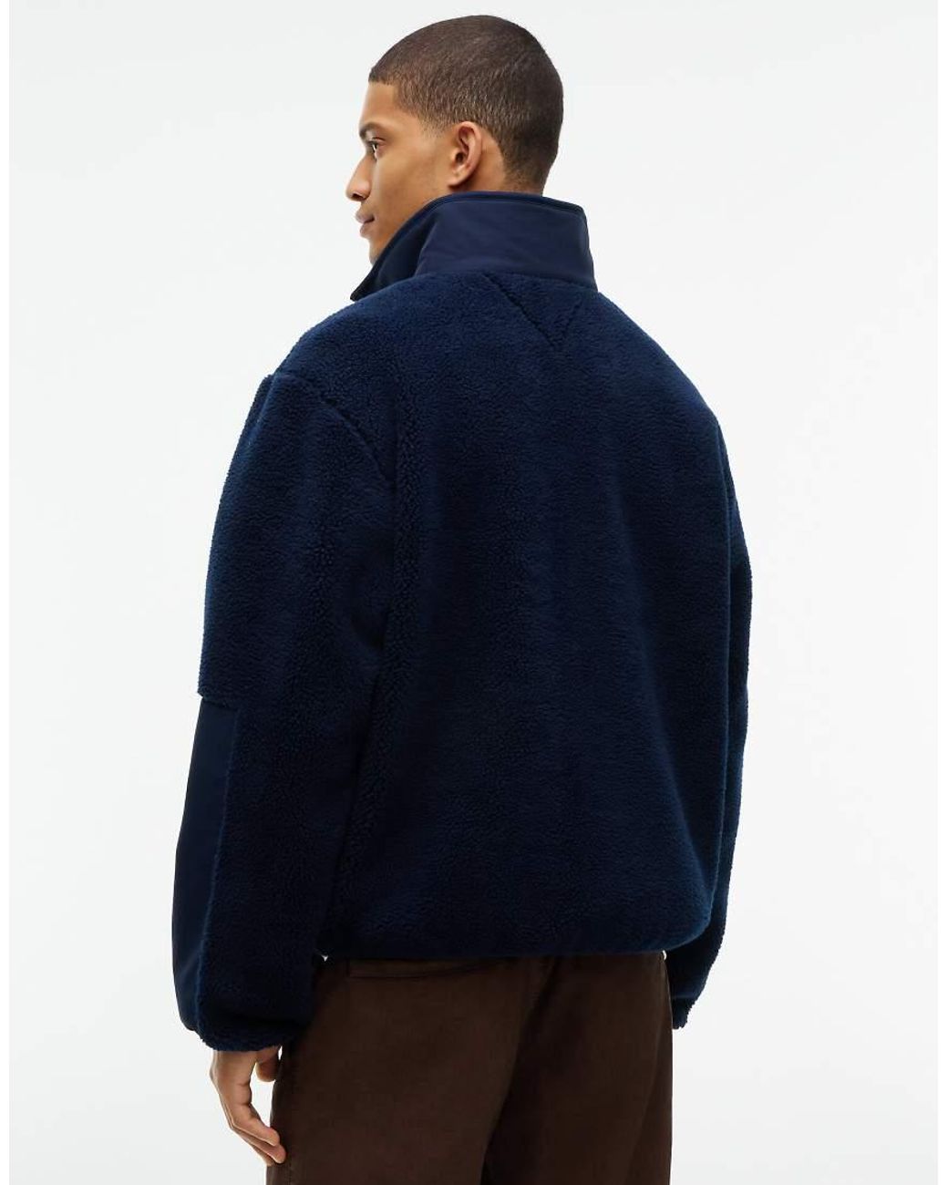 Tommy Hilfiger Blue Mixed Texture Teddy Fleece Jacket for men