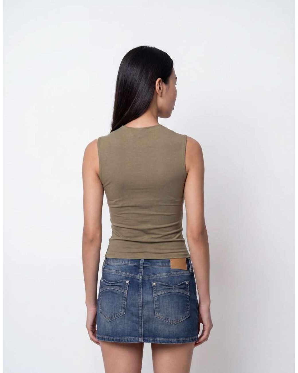 Motel Natural Otso Twist Wrap Short Sleeve Top
