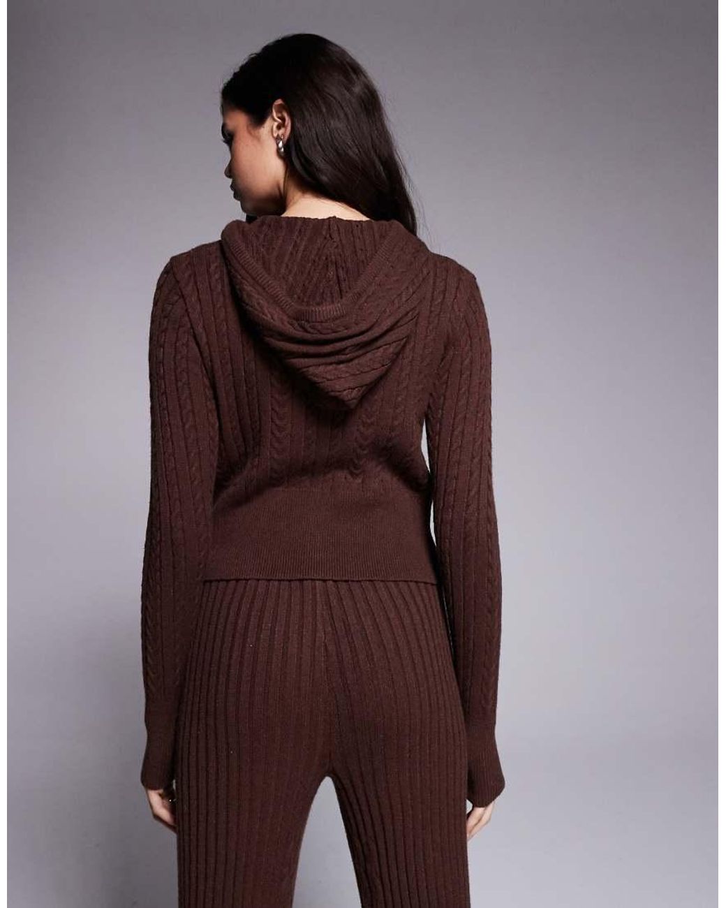 River Island Purple Cable Knit Loungewear Hoodie Co-ord