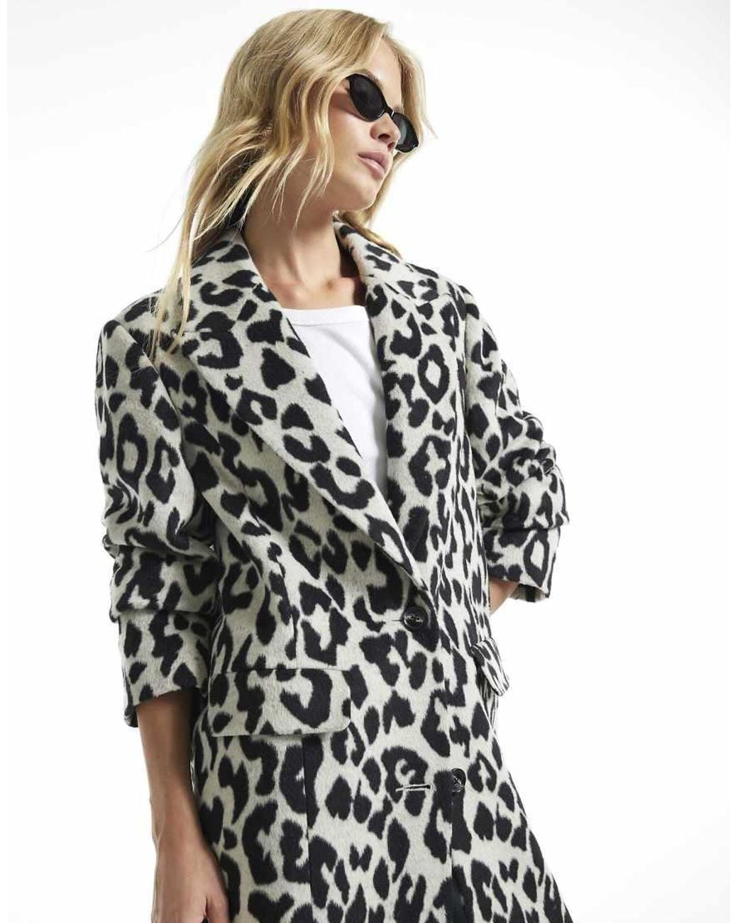 River Island White Leopard Duster Coat