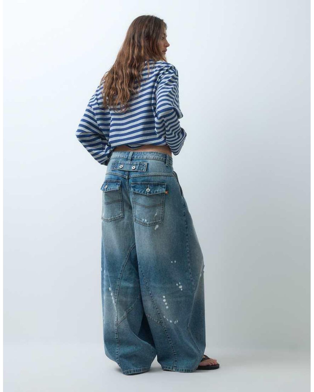 Collusion Blue X006 Xl Balloon Low Rise Jeans