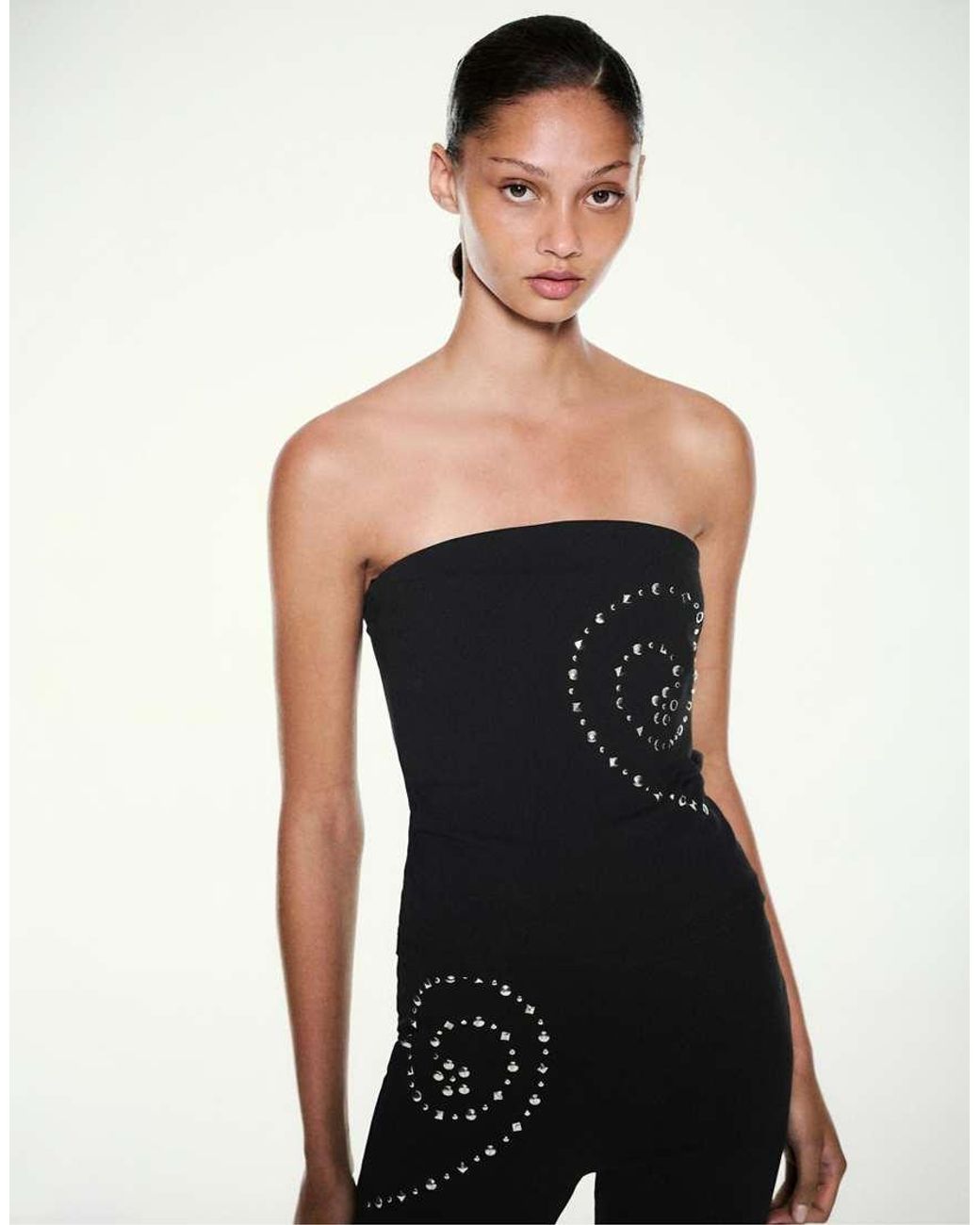 Pull&Bear Black Studded Bandeau Top