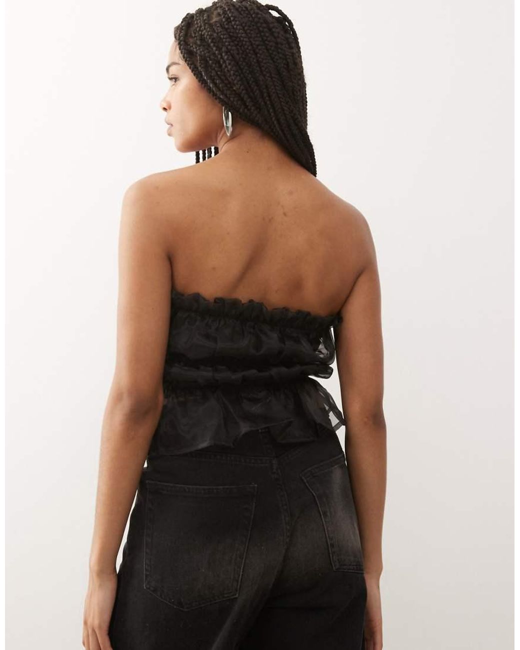 Noisy May Black Tuile Bandaue Top