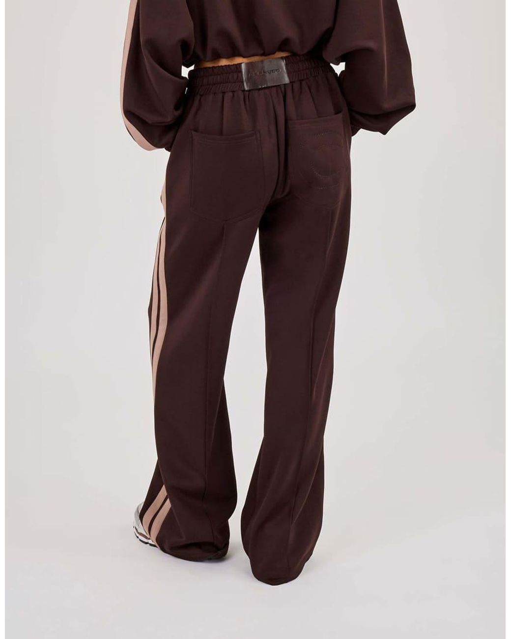 CERNUCCI Purple Mocha Taping Wide Leg Track Pant
