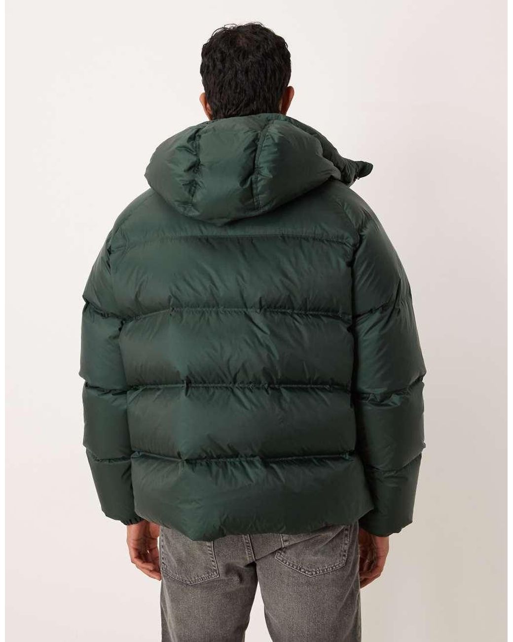 ARKET Green Sporty Down Jacket With Hood for men