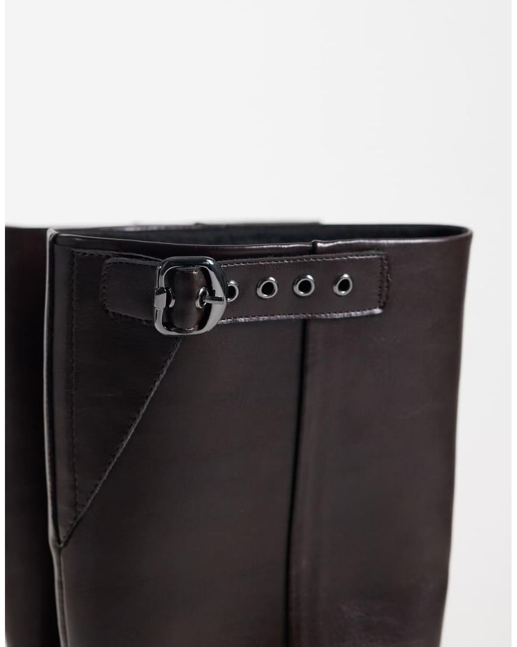 ASOS Black Culhane Pull On Trucker Mid Calf Boots