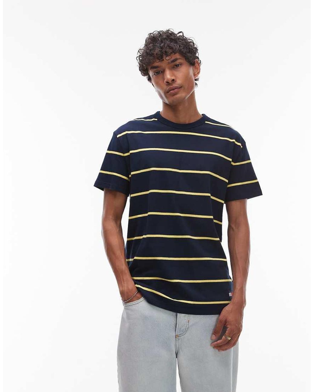 Tommy Hilfiger Yellow Textured Stripe T-Shirt for men
