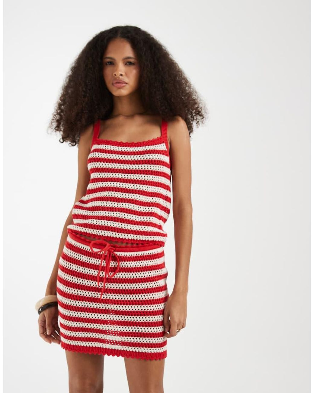 Gap Red Cotton Crochet Cropped Mini Skirt