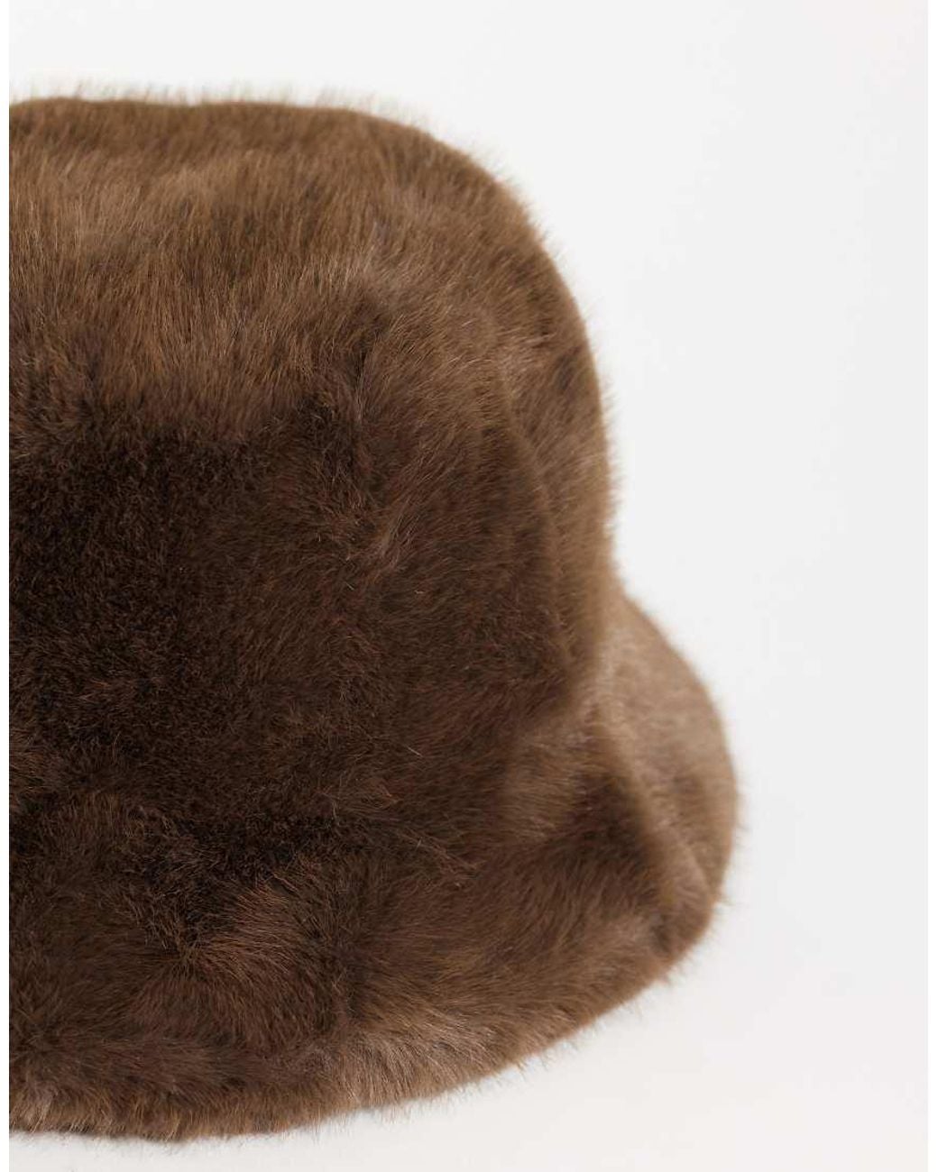 Vero Moda Brown Faux Fur Bucket Hat