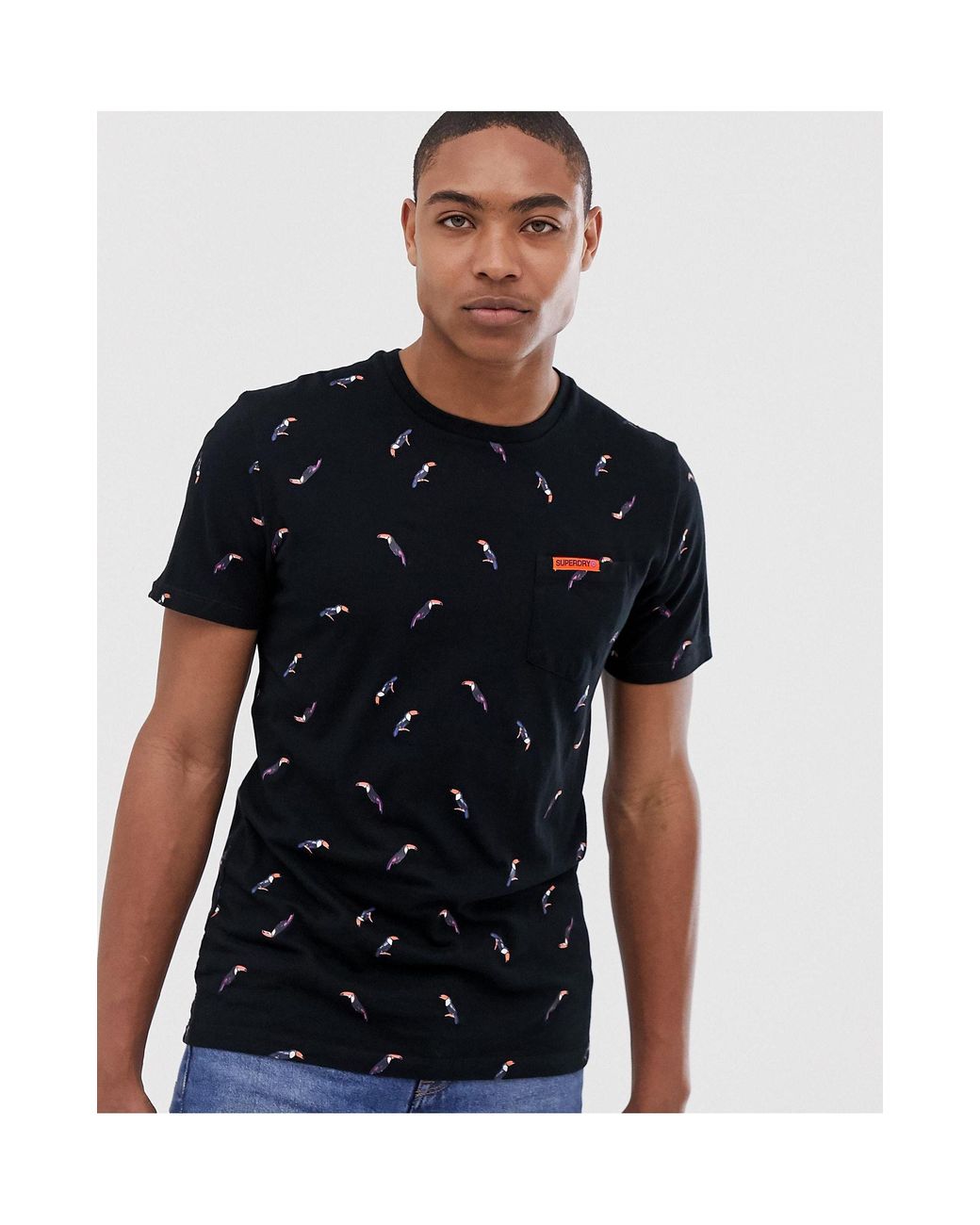 Superdry Cotton Pocket Bird Print T-shirt In Black for Men | Lyst