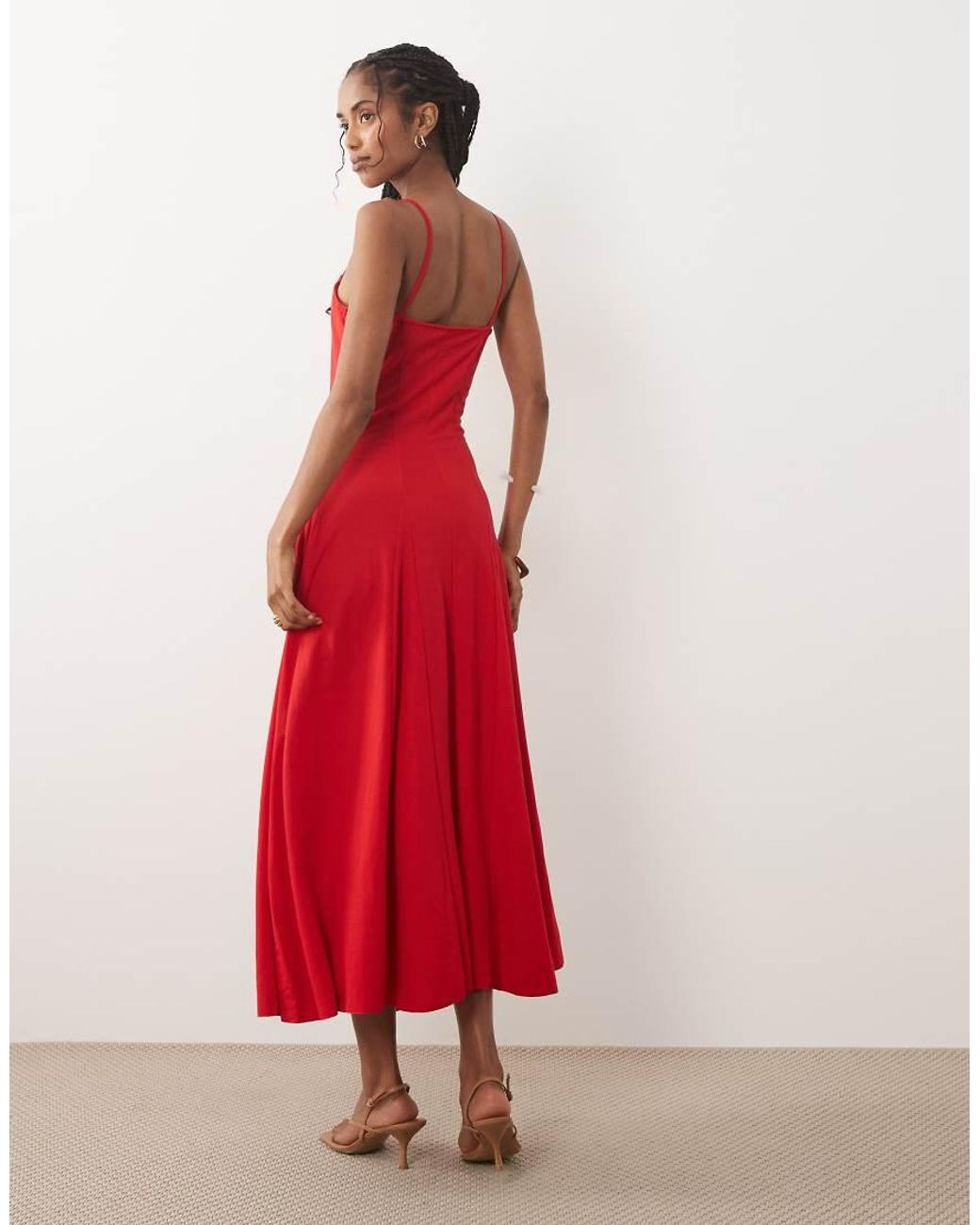 Mango Red Strappy Cami Maxi Dress