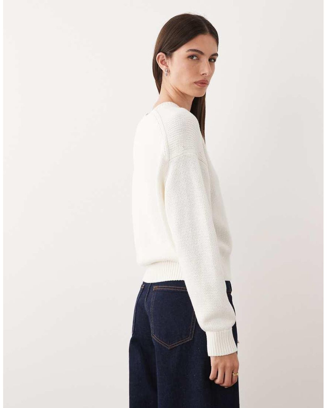 Polo Ralph Lauren White Large Icon Logo Cotton Knit Jumper