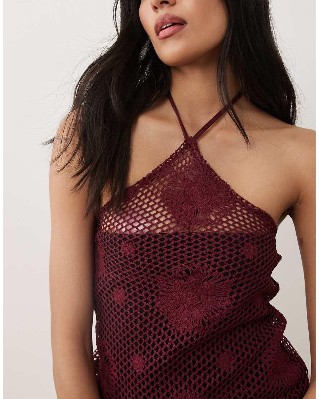Motel Red Kaku Crochet Dress