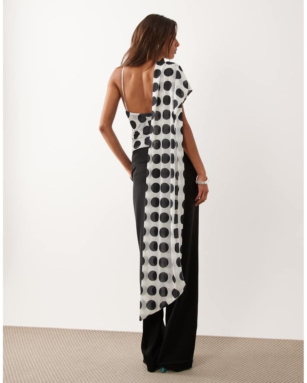ASOS Black Stretch Chiffon Scarf Wrap Top