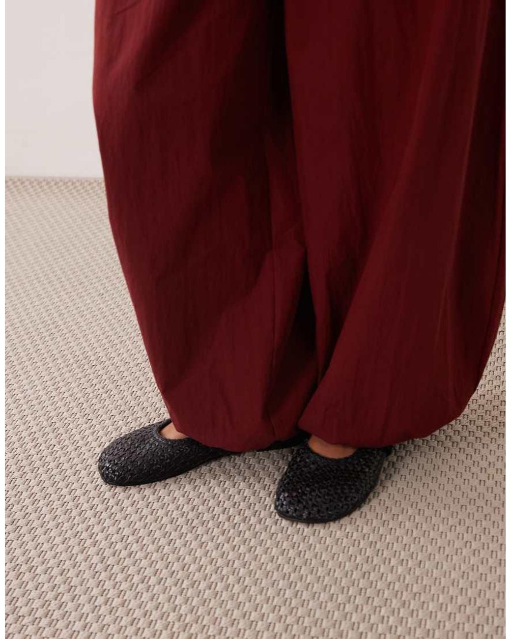 ASOS Red Asos Design Petite Cotton Nylon Blend Pull On Balloon Trousers