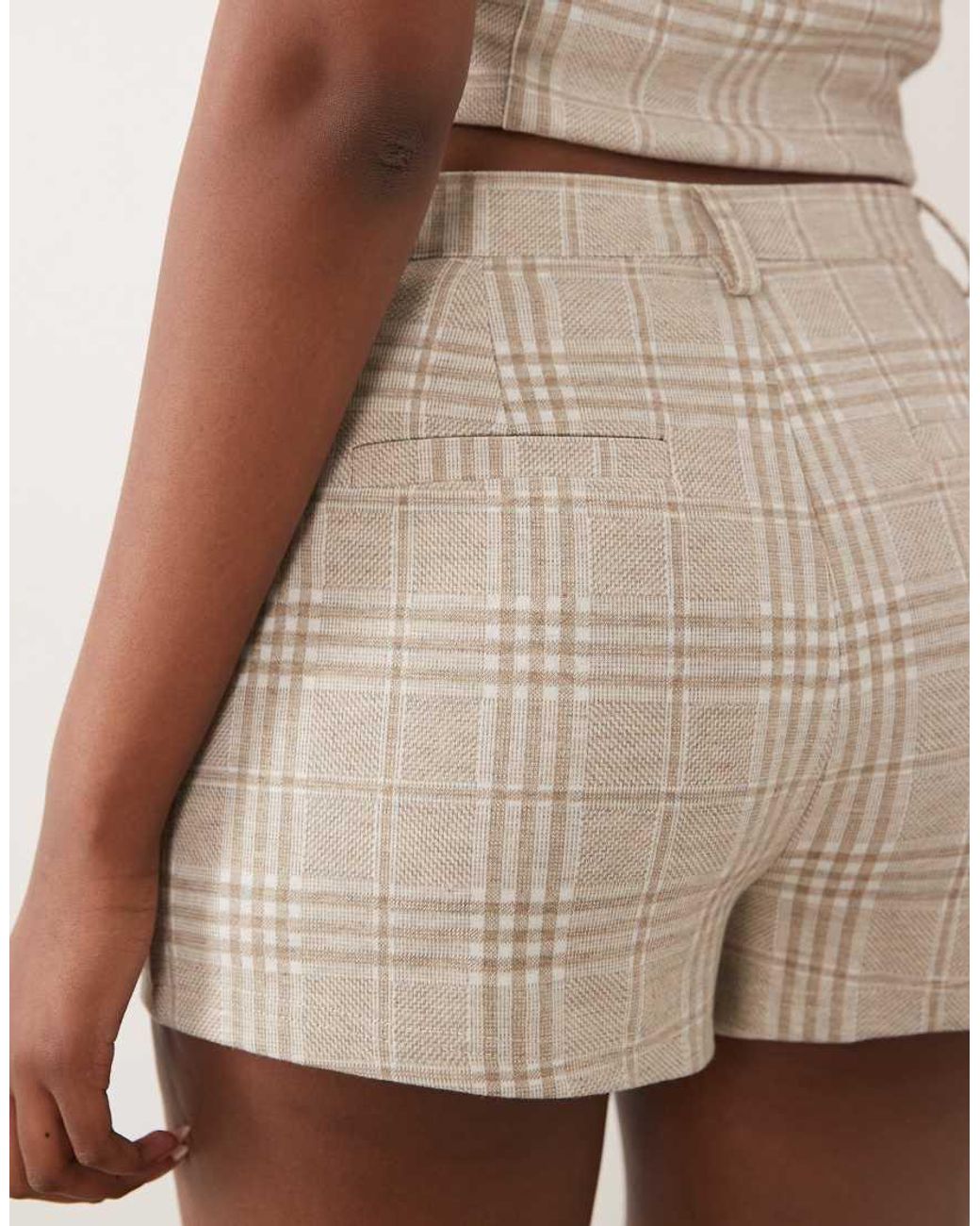 ASOS Natural Mix & Match Brushed Herringbone Mini Shorts