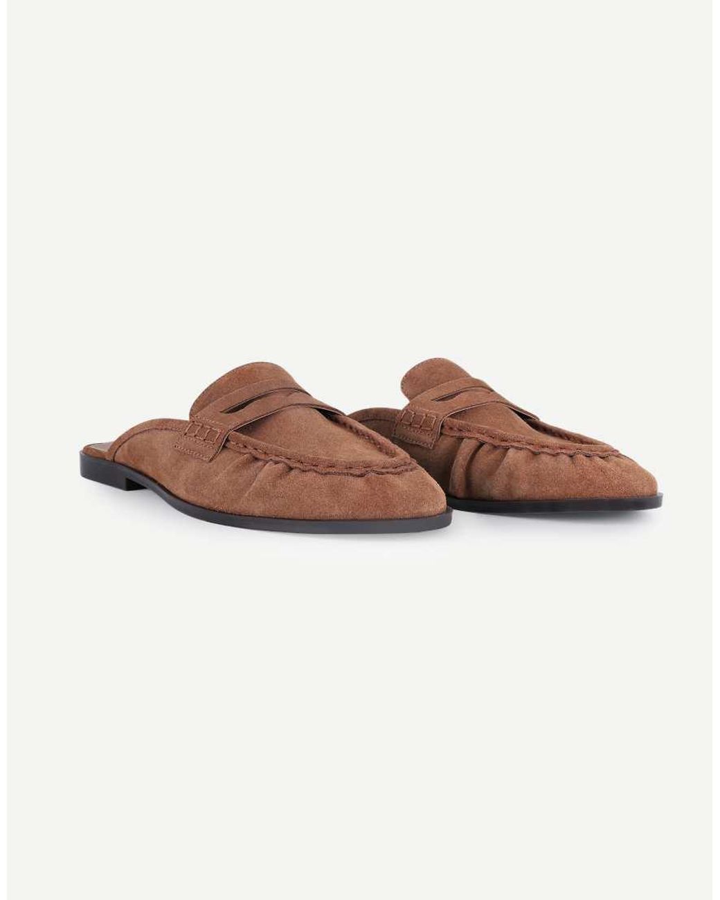 OFF THE HOOK Brown Tiggy Suede Open Back Slip-On Loafers