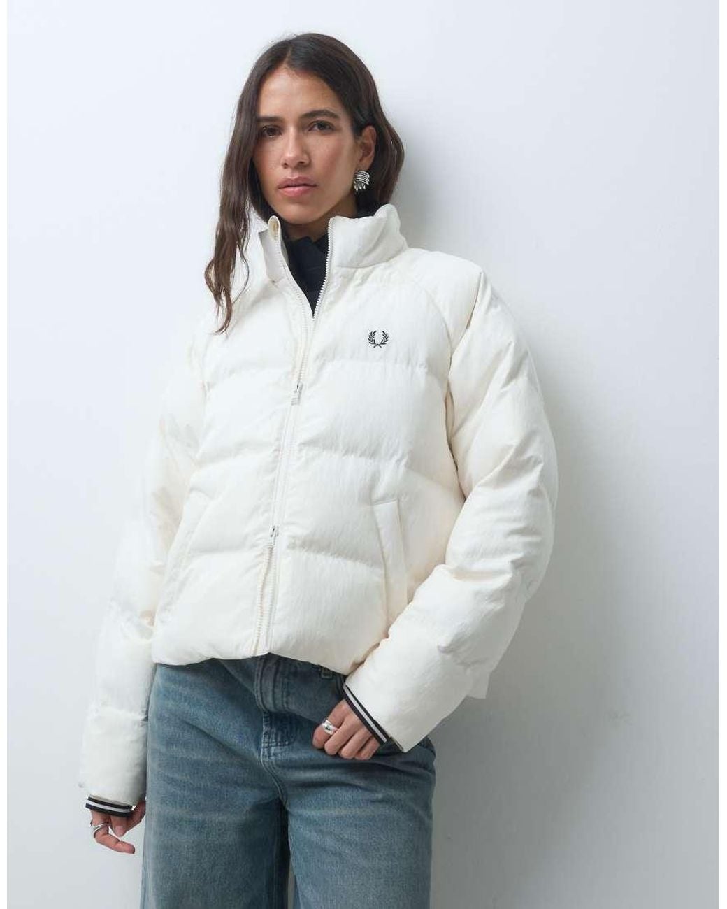 Fred Perry Gray Raglan Sleeve Padded Jacket