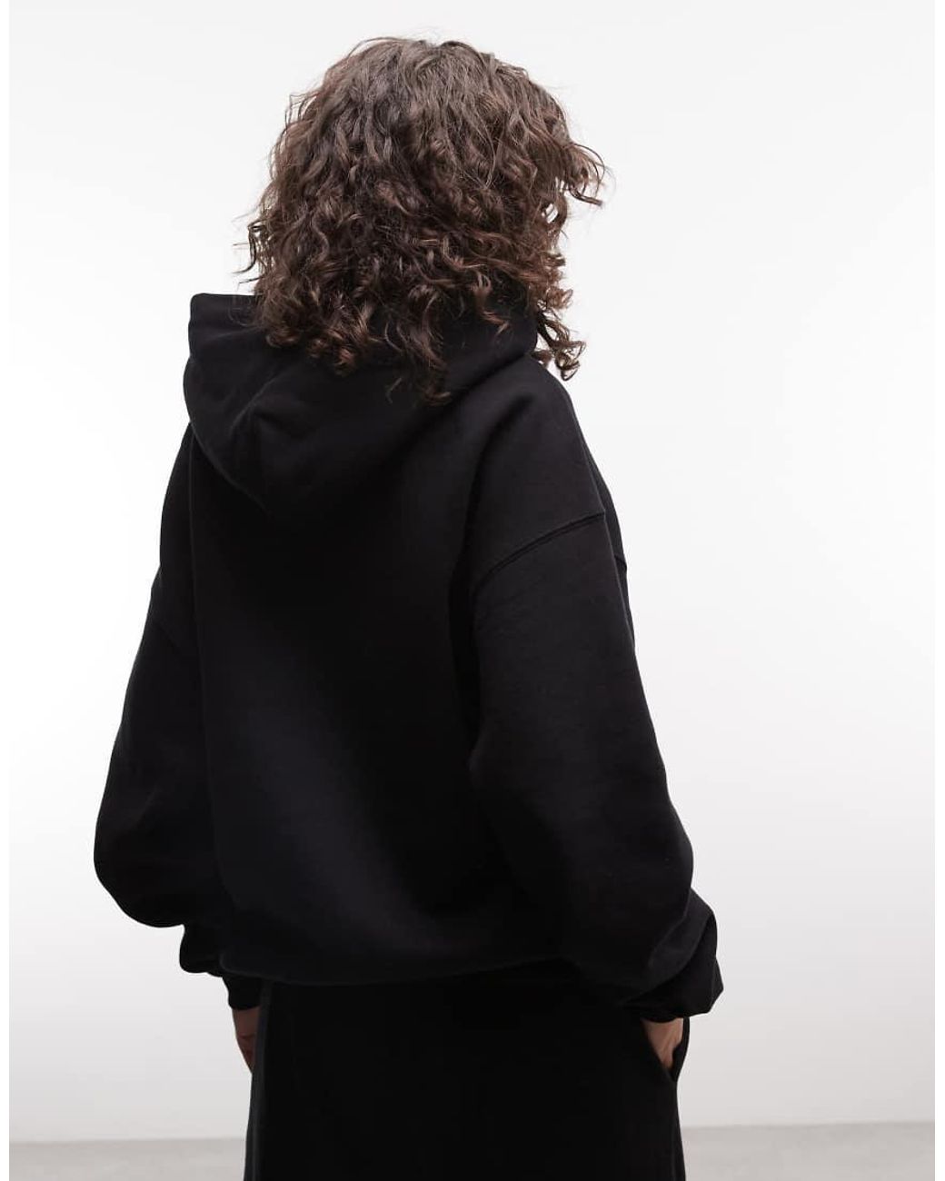 Nike Black Studio Fleece Mid-weight Oversized Hoodie With Logo