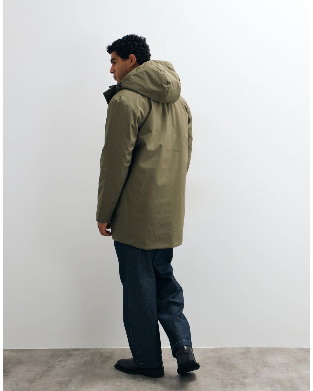 SELECTED Green Primaloft Waterproof Long Parka Jacket for men