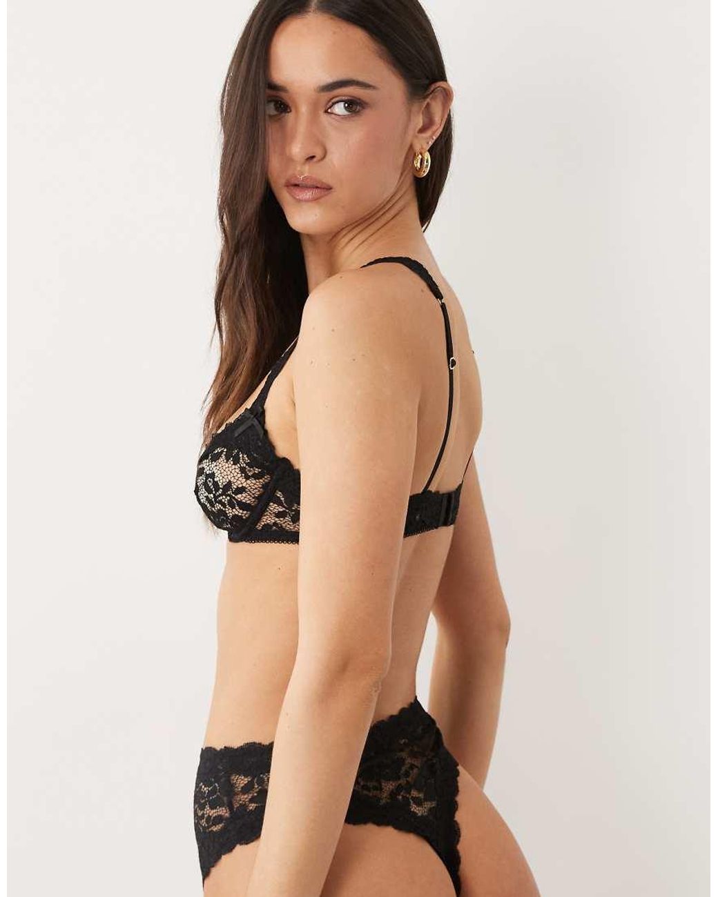 ASOS Black Hazel All Over Lace Underwired Bra With Lace Trim