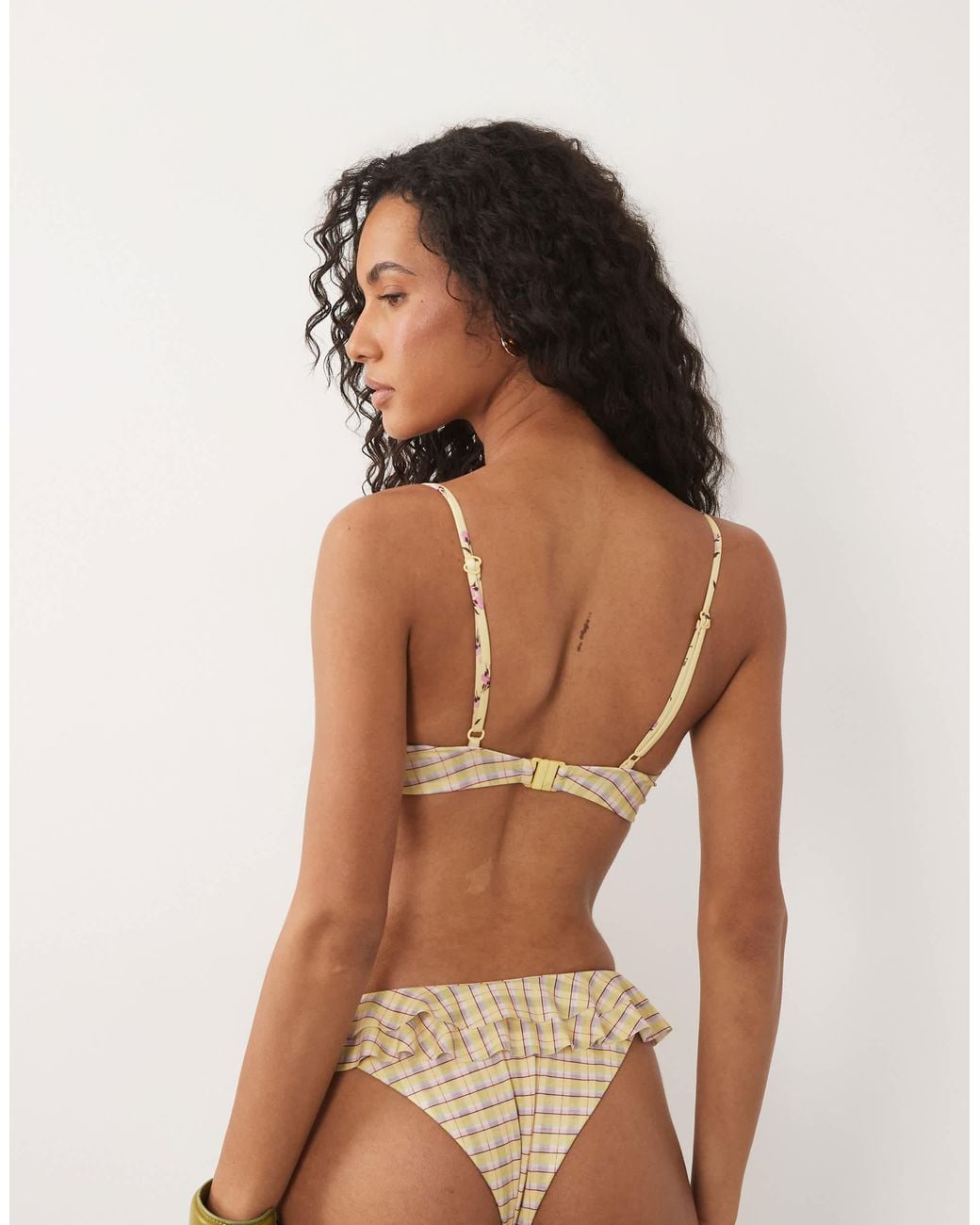 ASOS Brown Imogen Check Underwire Bikini Top