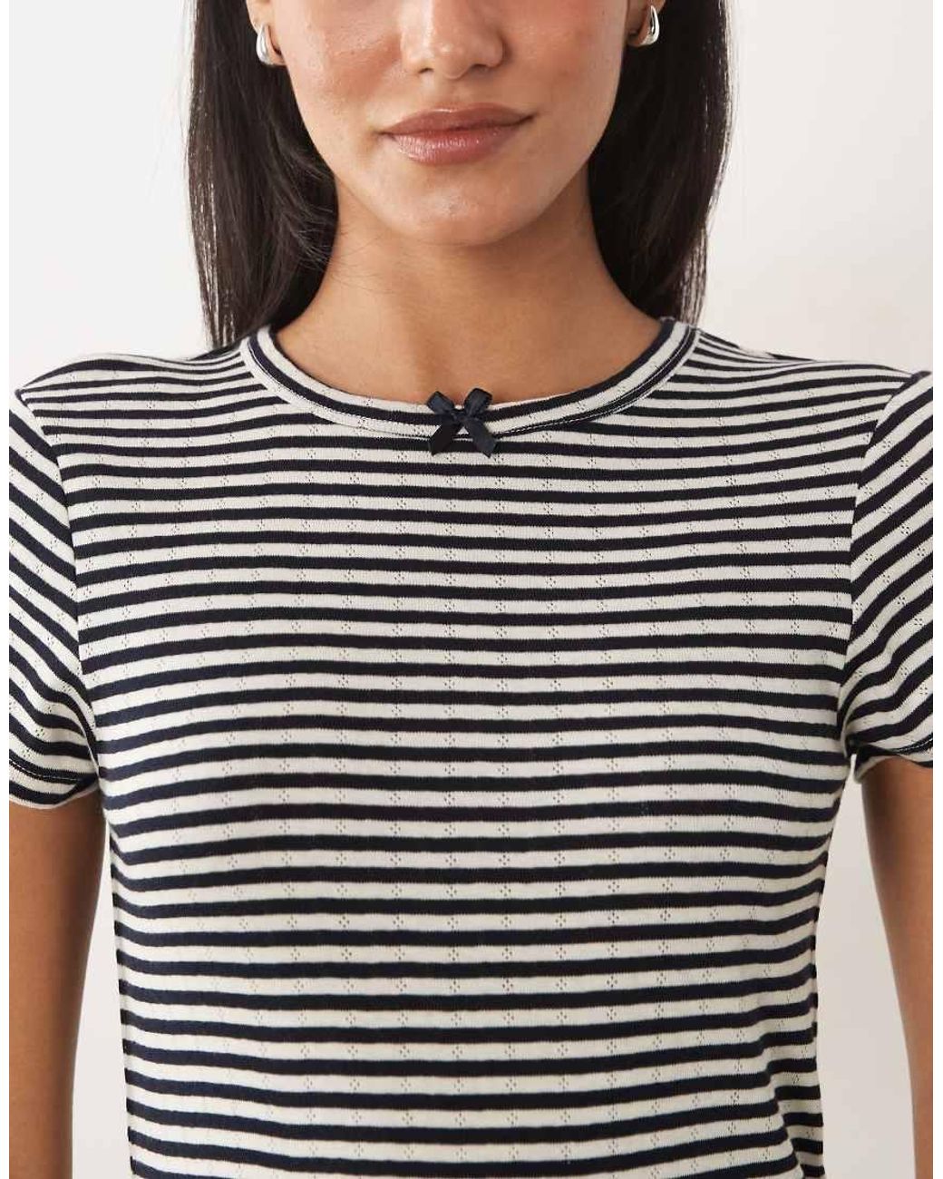 ASOS Black Stripe Pointelle Pyjama Baby Tee