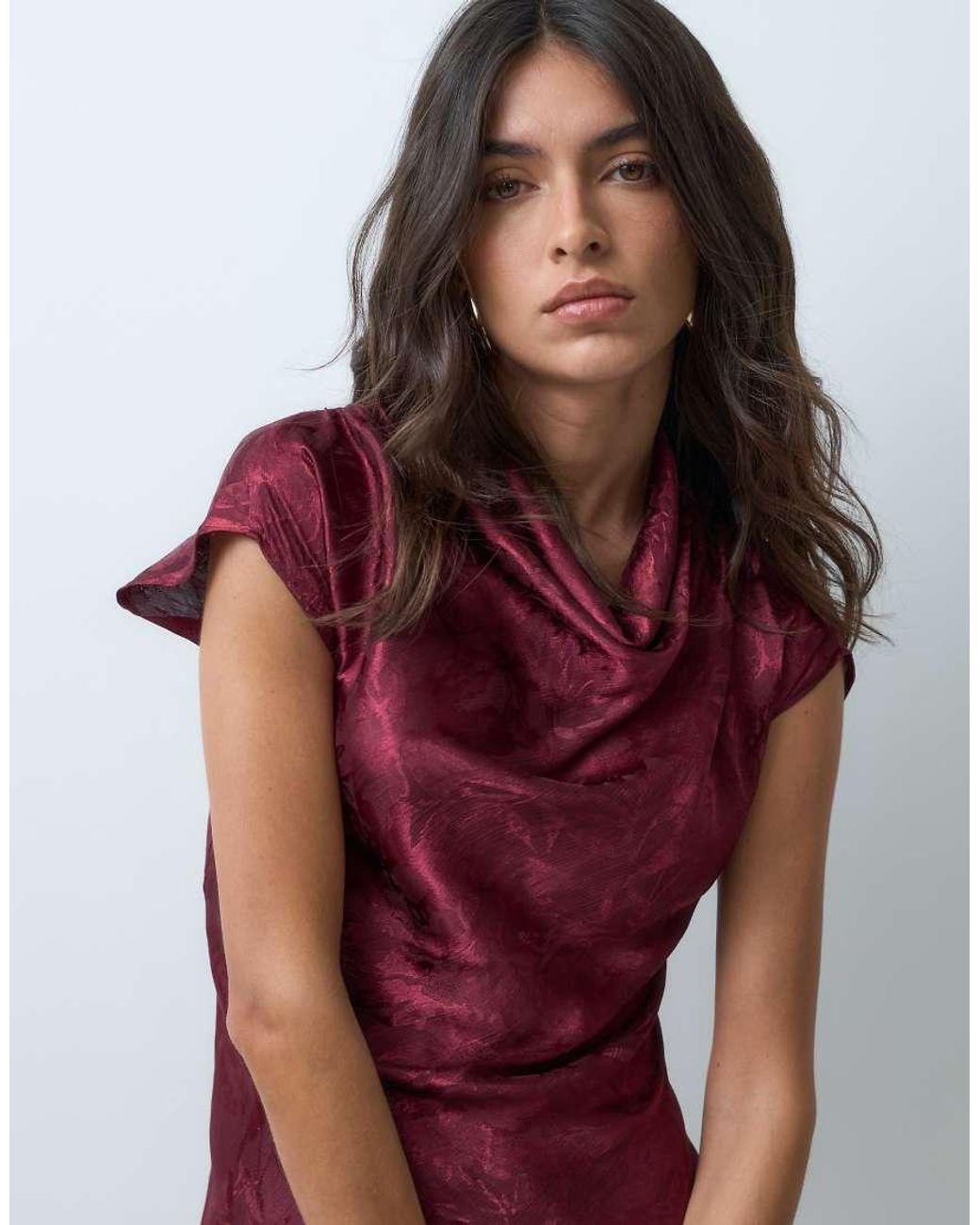 New Look Red Jaquard Satin Skater Mini Dress