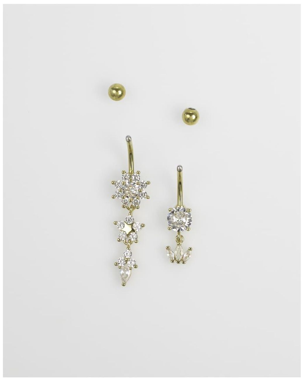 Lovisa White Plated Surgical Steel Flower Power Belly Bar 2-Pack