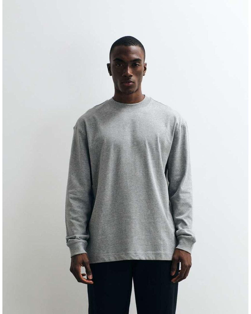 4505 Gray Icon Heavyweight Cotton Oversized Long Sleeve T-shirt With Quick Dry Finish for men